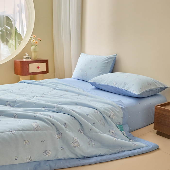 91家纺网 家纺一手货源 找家纺 宝士康家纺 2025新款10A抗菌全棉夏被 被子被芯 布偶小熊