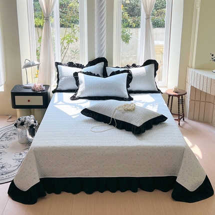 91家纺网 家纺一手货源 找家纺 （总）慕希 2025新款亲肤舒适水洗棉花边床盖三件套