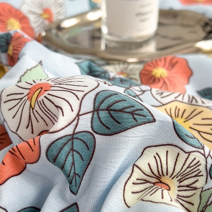 91家纺网 家纺一手货源 找家纺 宝士康家纺 2025新款10A抗菌双层纱印花夏被四件套 青阳蓝