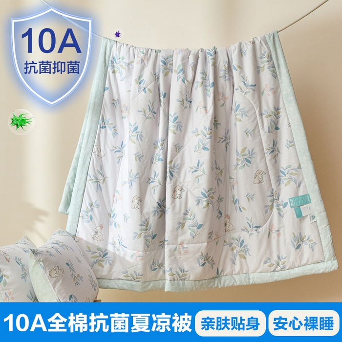 91家纺网 家纺一手货源 找家纺 宝士康家纺 2025新款10A抗菌全棉夏被四件套（床笠款） 兔兔乐园