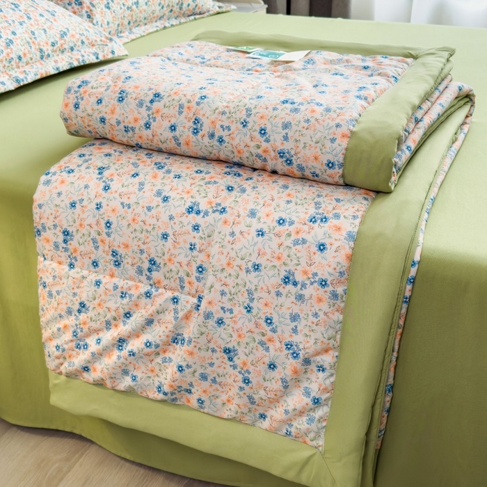 91家纺网 家纺一手货源 找家纺 宝士康家纺 2025新款10A抗菌双层纱印花夏被四件套 朝花夕拾