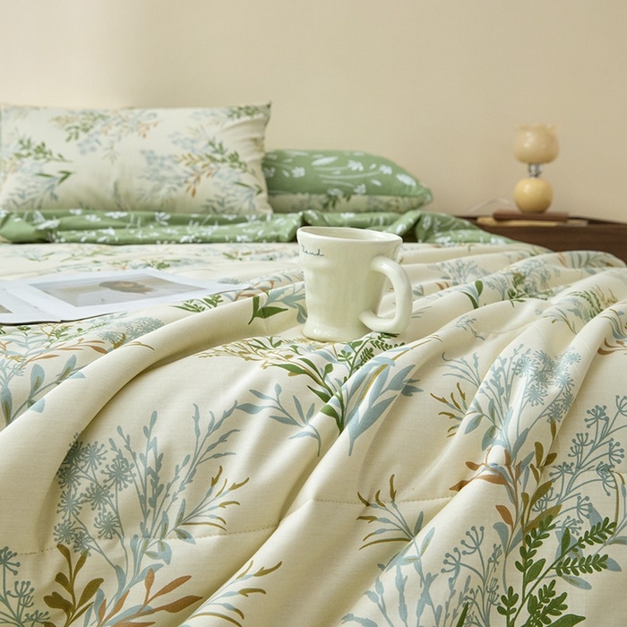 91家纺网 家纺一手货源 找家纺 宝士康家纺 2025新款10A抗菌全棉夏被 被子被芯 仙草