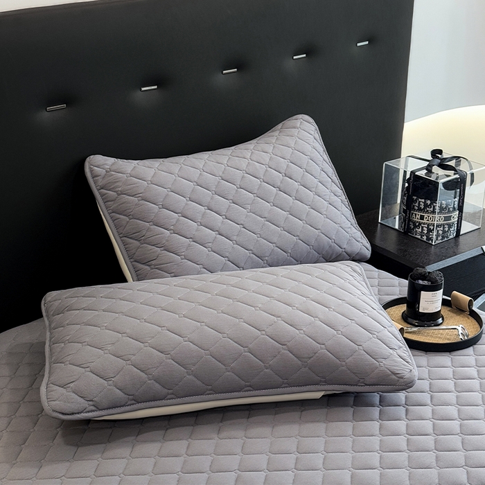 91家纺网 家纺一手货源 找家纺 叠派家纺 2025新款5A抗菌A类夹棉床笠经典款防水款系列 星空灰-小格子经典款