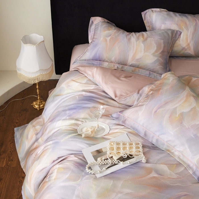 91家纺网 家纺一手货源 找家纺 金奇达家纺 2025新款竹玉清丝四件套-雅韵【标准号全网控价（折后券后）不低于元228元】 绚烂春日-粉