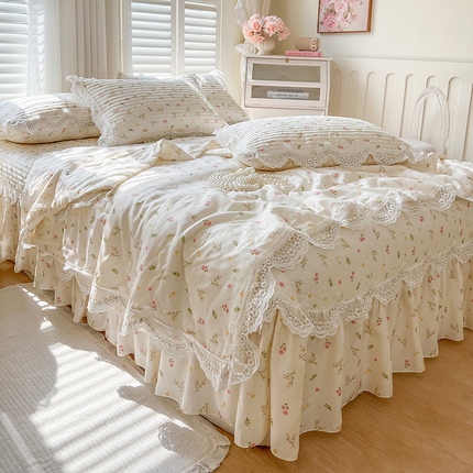 91家纺网 家纺一手货源 找家纺 网红馆（ck家纺） 2025新款天丝印花夹棉床盖夏被四件套 春芽