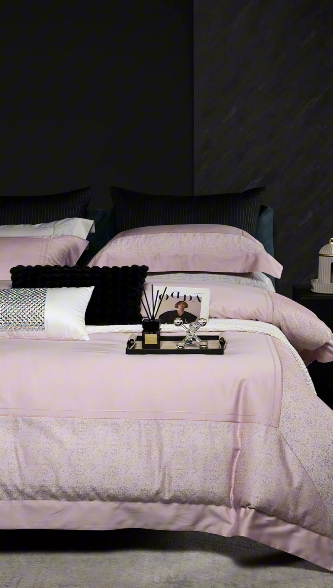 91家纺网 家纺一手货源 找家纺 （总）榻尚家居 2025新款120支长绒棉纯棉贡缎色织提花四件套-香榭丽