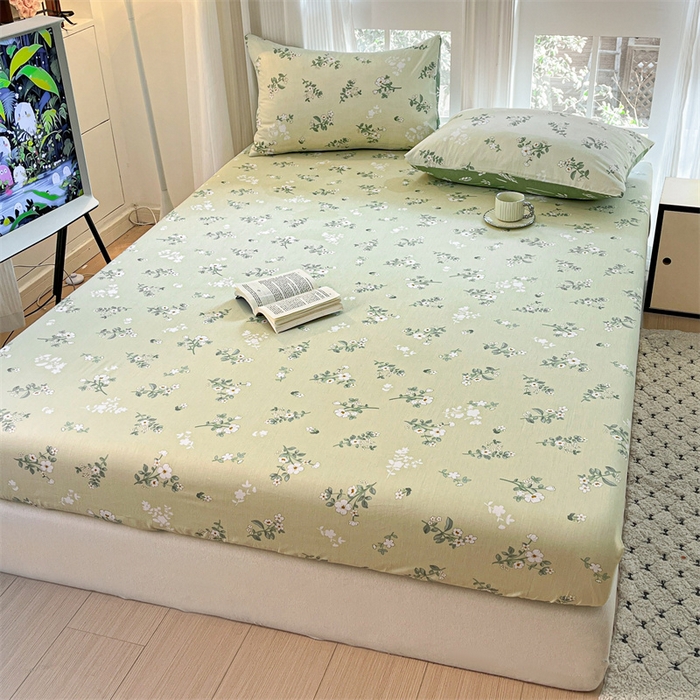 91家纺网 家纺一手货源 找家纺 宝士康家纺 2025新款10A抗菌全棉印花床笠 茶艺