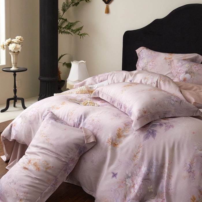 91家纺网 家纺一手货源 找家纺 金奇达家纺 2025新款竹玉清丝四件套-雅韵【标准号全网控价（折后券后）不低于元228元】 蝴蝶仙子-粉