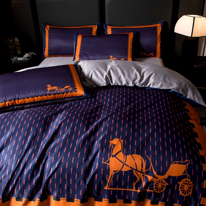 91家纺网 家纺一手货源 找家纺 爵仕家纺 2025新款轻奢潮牌水洗真丝四件套 马车