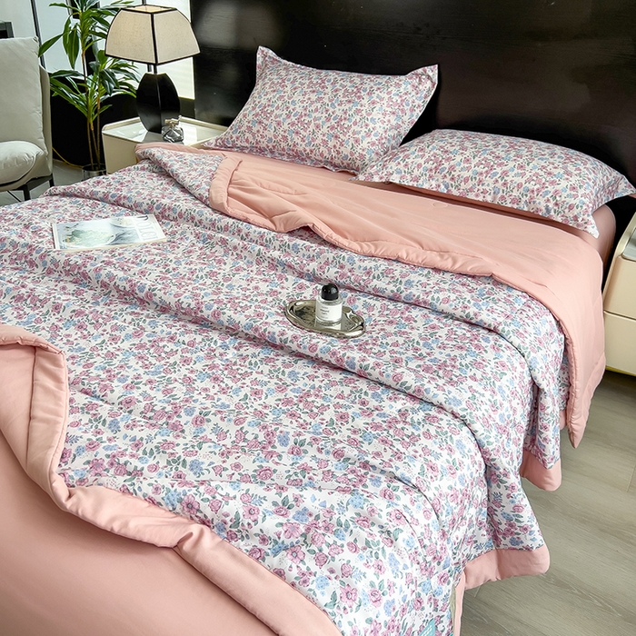 91家纺网 家纺一手货源 找家纺 宝士康家纺 2025新款10A抗菌双层纱印花夏被 紫苑