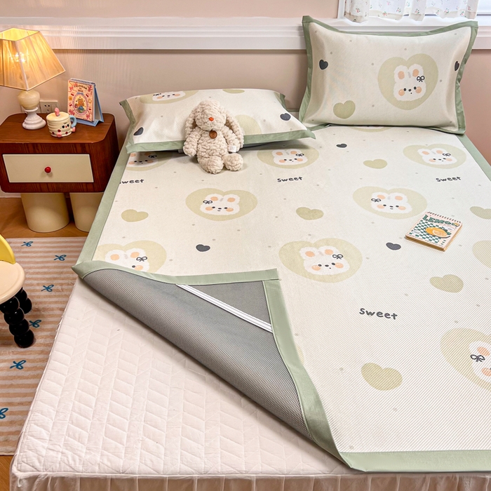 91家纺网 家纺一手货源 找家纺 慕尚家纺 2025新款数码印花床席床笠款冰藤席 床席款-兔卷卷