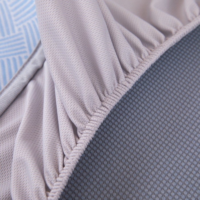 91家纺网 家纺一手货源 找家纺 凌云家纺  2025新款提花凉感冰丝席床笠款三明治凉席三件套 菱格-蓝