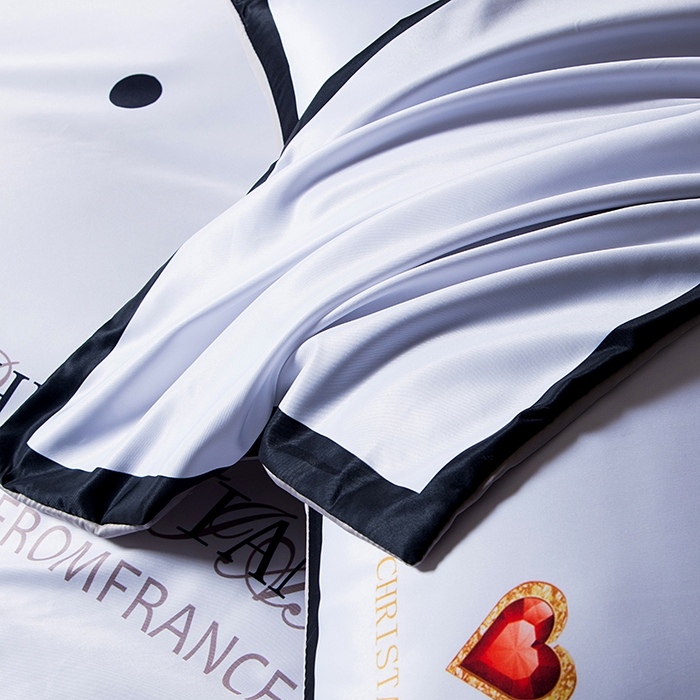 91家纺网 家纺一手货源 找家纺 爵仕家纺 2025新款轻奢潮牌水洗真丝四件套 点点爱心