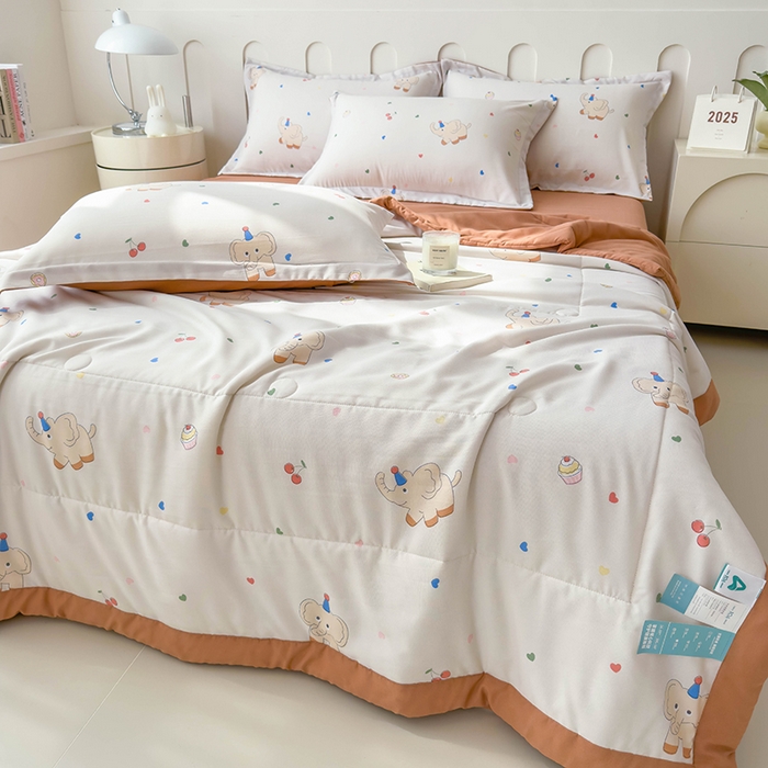 91家纺网 家纺一手货源 找家纺 宝士康家纺 2025新款10A抗菌针织夏被 心心象印