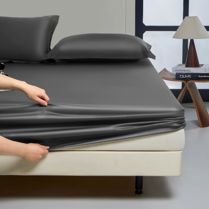 91家纺网 家纺一手货源 找家纺 秀色家纺 2024新品 A类100支双股长绒棉单品床笠 梦易-帝王灰