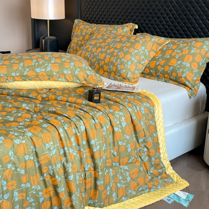 91家纺网 家纺一手货源 找家纺 宝士康家纺 2025新款10A抗菌双层纱豆豆绒夏被 郁金香