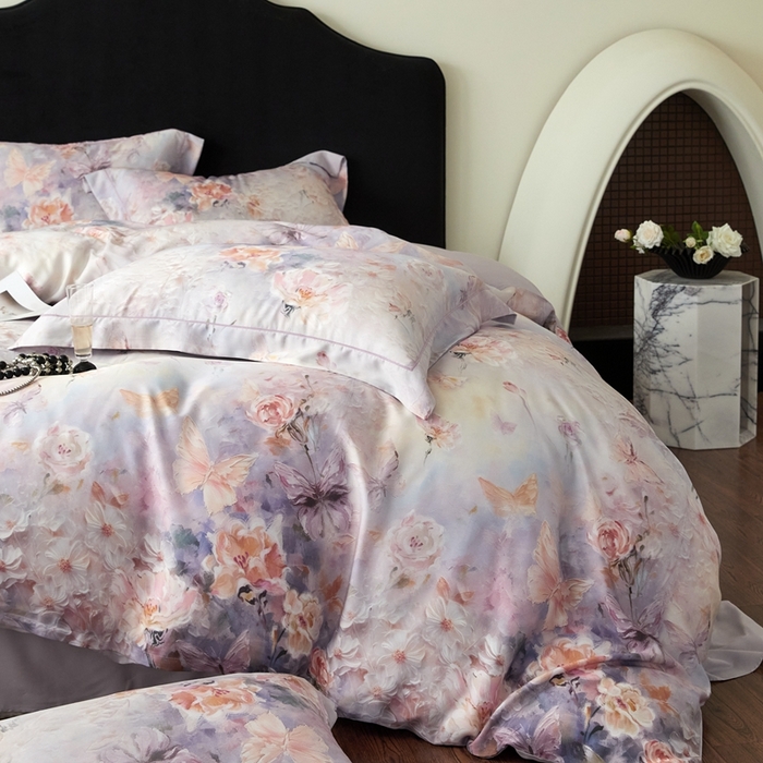 91家纺网 家纺一手货源 找家纺 金奇达家纺 2025新款竹玉清丝四件套-雅韵【标准号全网控价（折后券后）不低于元228元】 怦然心动-紫