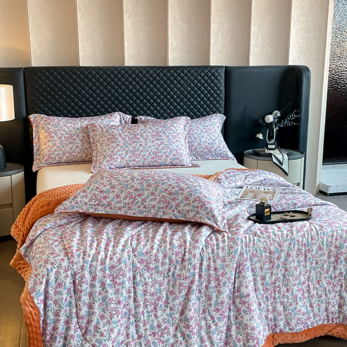 91家纺网 家纺一手货源 找家纺 宝士康家纺 2025新款10A抗菌双层纱豆豆绒夏被 紫苑