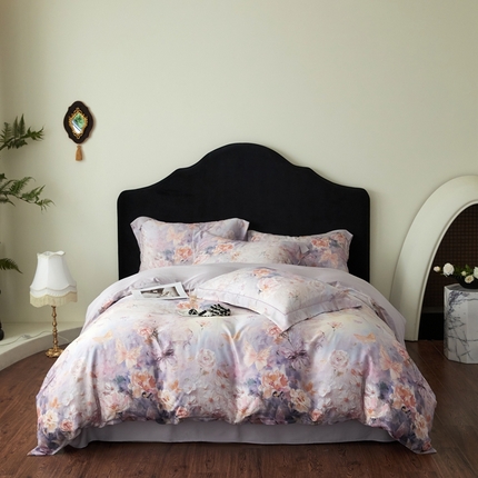 金奇达家纺 2025新款竹玉清丝四件套-雅韵【标准号全网控价（折后券后）不低于元228元】 怦然心动-紫