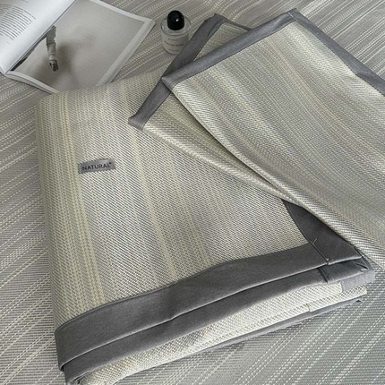 美丽坊 2025新款轻奢三明治冰藤抗菌凉席三件套 简森米杏