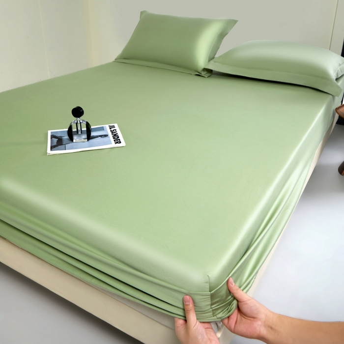 91家纺网 家纺一手货源 找家纺 秀色家纺 2024新品 A类100支双股长绒棉单品床笠 梦易-艾绿