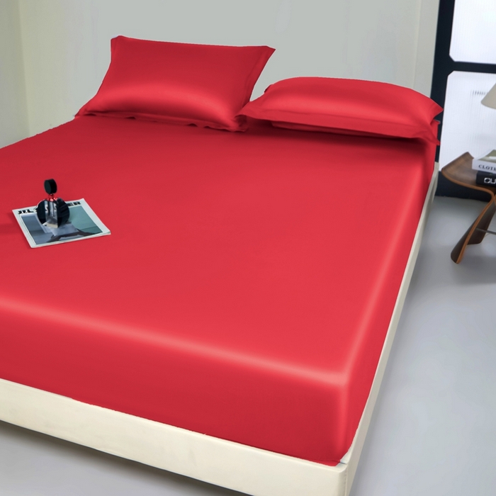 91家纺网 家纺一手货源 找家纺 秀色家纺 2024新品 A类100支双股长绒棉单品床笠 梦易-海棠红