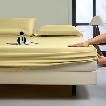 秀色家纺 2024新品 A类100支双股长绒棉单品床笠 梦易-奶茶米