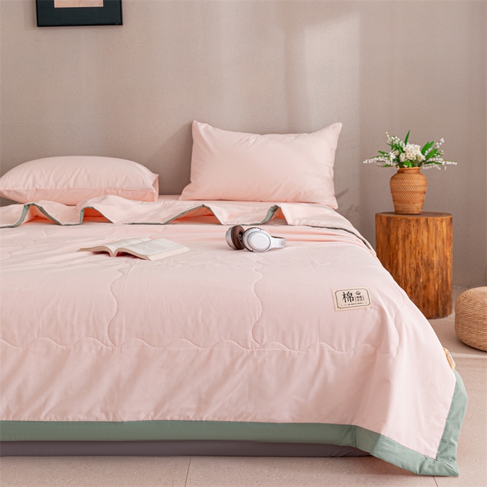 91家纺网 家纺一手货源 找家纺  天瑜 2024全棉夏被棉花芯纯色水洗棉夏凉被可水洗空调被 浅粉