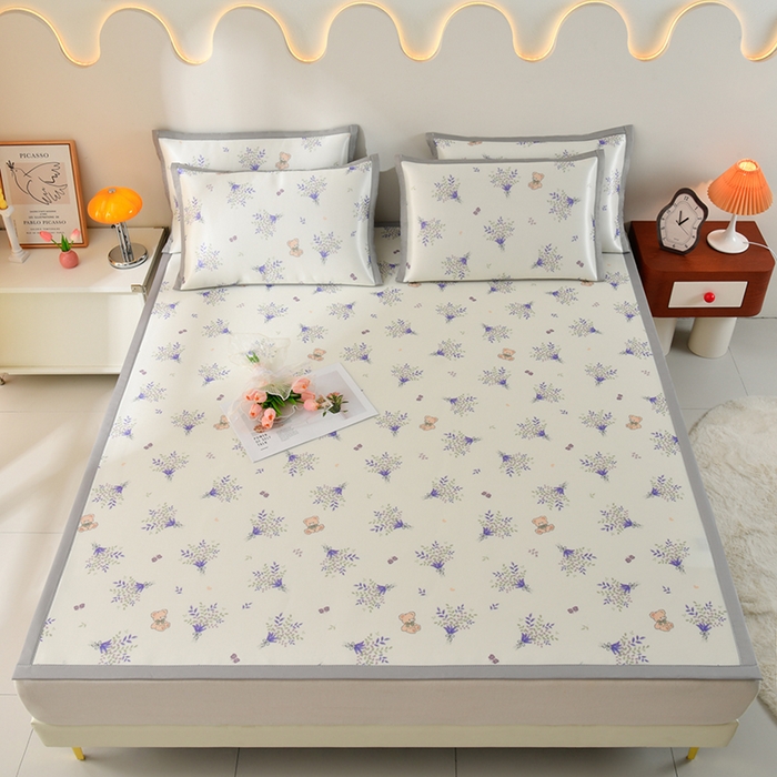 91家纺网 家纺一手货源 找家纺 简一 2025新款A类碳光印花数码冰丝凉席系列-床单款 普罗旺斯