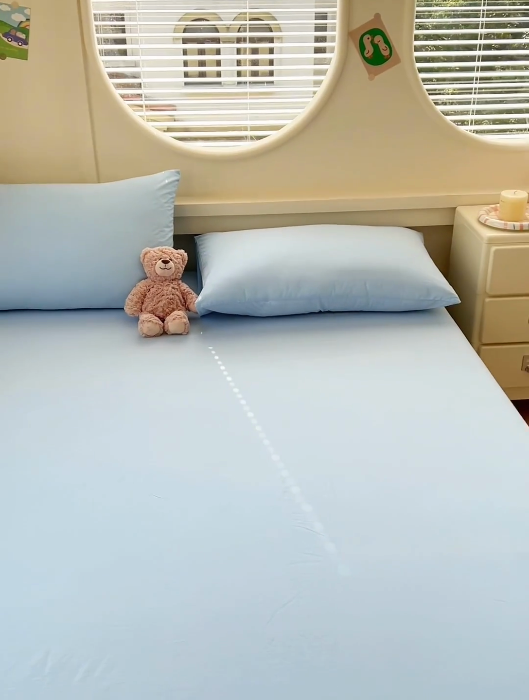 91家纺网 家纺一手货源 找家纺 2025新款全棉A类简约素色水洗棉纯棉单床笠 星空蓝