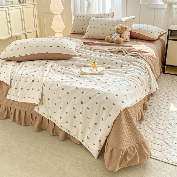 91家纺网 家纺一手货源 找家纺 2025新款针织双层纱夏被床盖四件套单夏被单床盖单品 心韵