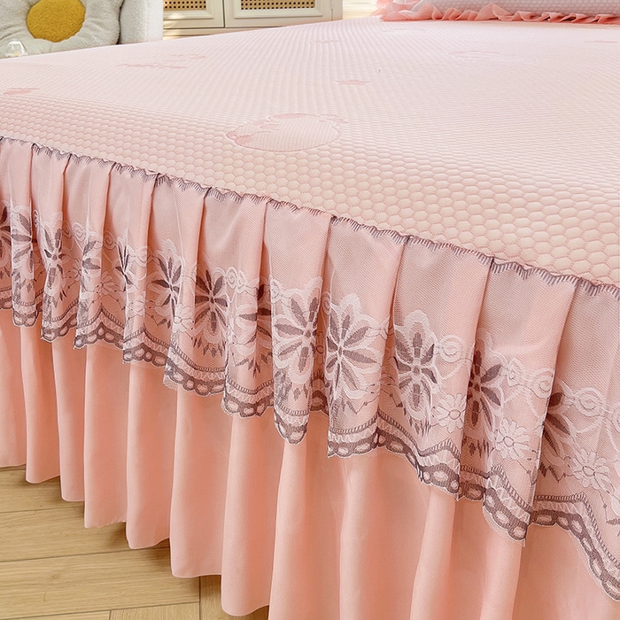 91家纺网 家纺一手货源 找家纺 （总）2025新款A类冰豆豆提花凉席床盖 床裙款