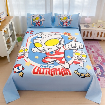 名兮2025新款大版经典奥特曼三丽鸥三件套全棉纯棉床单 奥特曼出击