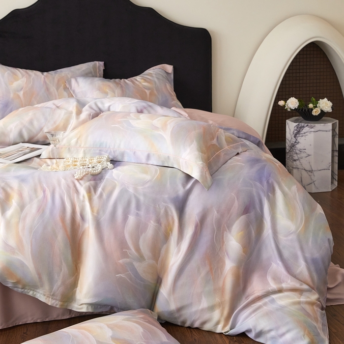 91家纺网 家纺一手货源 找家纺 金奇达家纺 2025新款竹玉清丝四件套-雅韵【标准号全网控价（折后券后）不低于元228元】 绚烂春日-粉