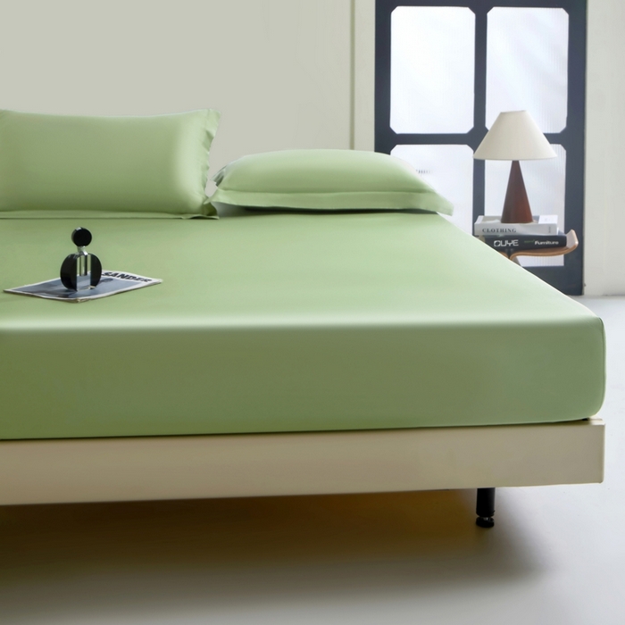 91家纺网 家纺一手货源 找家纺 秀色家纺 2024新品 A类100支双股长绒棉单品床笠 梦易-艾绿