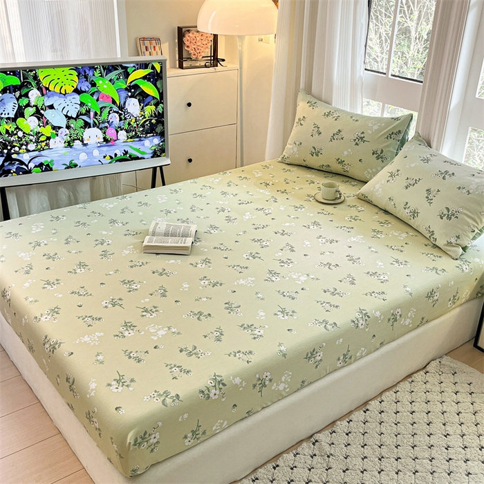 91家纺网 家纺一手货源 找家纺 宝士康家纺 2025新款10A抗菌全棉印花床笠 茶艺