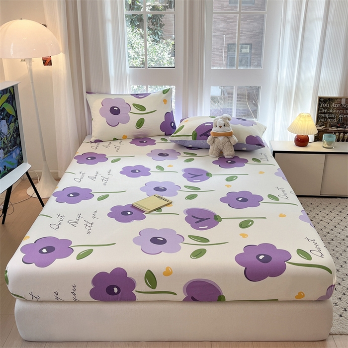 91家纺网 家纺一手货源 找家纺 宝士康家纺 2025新款10A抗菌全棉印花床笠 幽梦紫曦