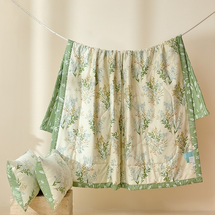 91家纺网 家纺一手货源 找家纺 宝士康家纺 2025新款10A抗菌全棉夏被四件套（床单款） 仙草