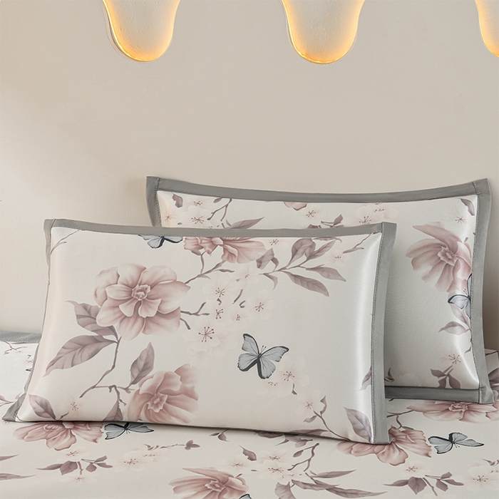 91家纺网 家纺一手货源 找家纺 简一 2025新款A类碳光印花数码冰丝凉席系列-床单款 蝴蝶花谷