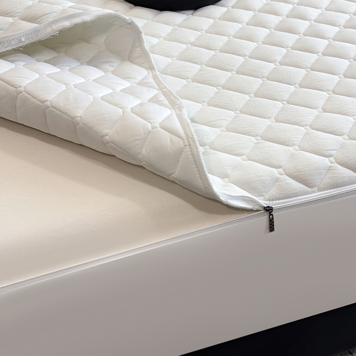 91家纺网 家纺一手货源 找家纺 叠派家纺 2025新款5A抗菌A类夹棉床笠经典款防水款系列 莹月白-小格子经典款