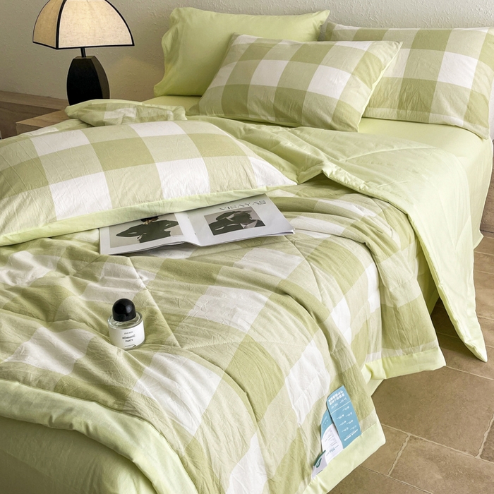 91家纺网 家纺一手货源 找家纺 宝士康家纺 2025新款10A抗菌无印风夏被 被子被芯 清雅中格