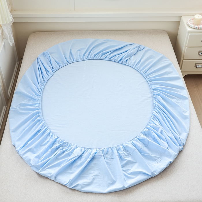 91家纺网 家纺一手货源 找家纺 2025新款全棉A类简约素色水洗棉纯棉单床笠 星空蓝