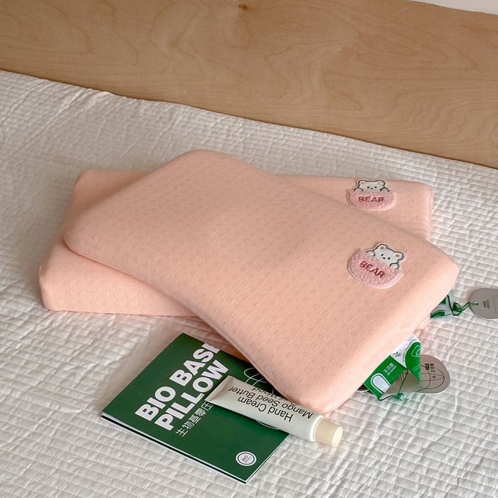 91家纺网 家纺一手货源 找家纺 伟邦枕芯 2025新款淘气熊生物机儿童枕头枕芯 粉色低枕27*42cm一只