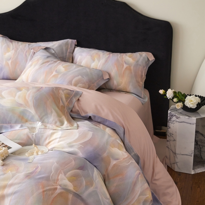 91家纺网 家纺一手货源 找家纺 金奇达家纺 2025新款竹玉清丝四件套-雅韵【标准号全网控价（折后券后）不低于元228元】 绚烂春日-粉