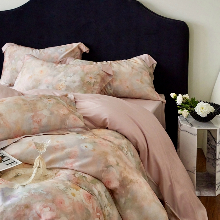 91家纺网 家纺一手货源 找家纺 金奇达家纺 2025新款竹玉清丝四件套-雅韵【标准号全网控价（折后券后）不低于元228元】 凝香-粉玉