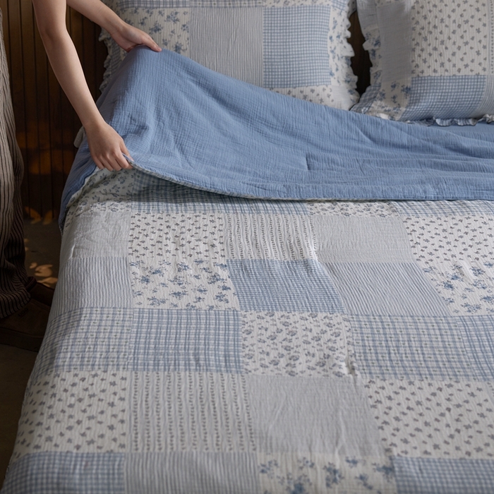 91家纺网 家纺一手货源 找家纺 （总）安莱生活 2025新款全棉精梳棉双层纱绉纱数码印花四件套