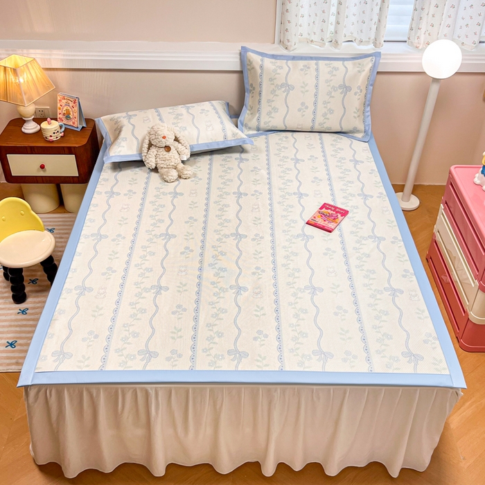 91家纺网 家纺一手货源 找家纺 慕尚家纺 2025新款数码印花床席床笠款冰藤席 床席款-高冷兔