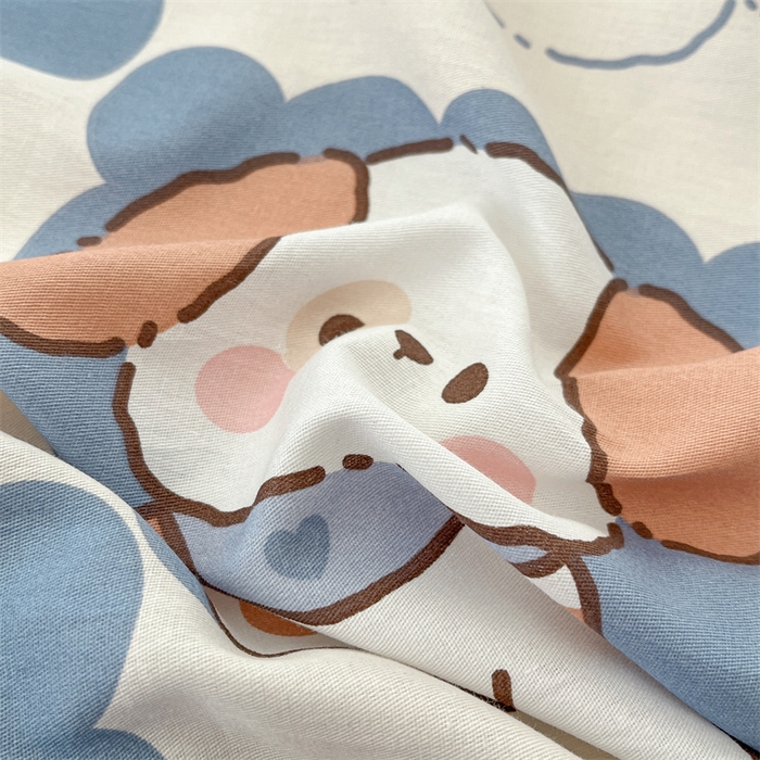 91家纺网 家纺一手货源 找家纺 宝士康家纺 2025新款10A抗菌全棉印花床笠 嗨皮狗