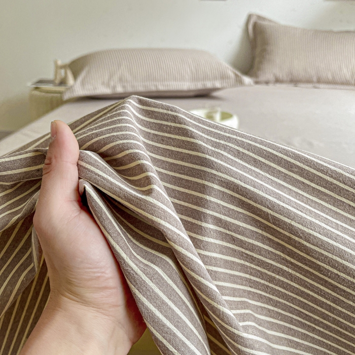 91家纺网 家纺一手货源 找家纺 久云居 2025新款亲肤舒适全棉色织防水床单 米艳条