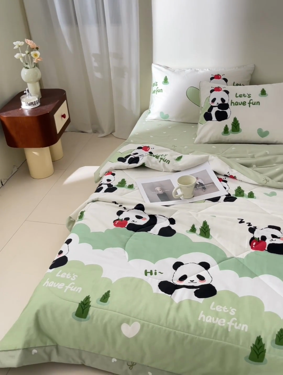 91家纺网 家纺一手货源 找家纺 宝士康家纺 2025新款10A抗菌全棉夏被 被子被芯 森林熊猫